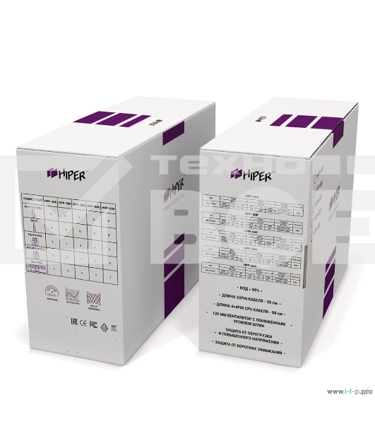 Блок питания HIPER HPP-600 (ATX 2.31, 600W, Active PFC, 120mm fan, черный) BOX