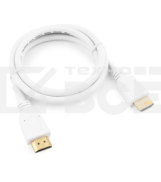 Кабель Cablexpert HDMI CC-HDMI4-W-1M, 19M/19M, v2.0, медь, позол.разъемы, экран, 1м, белый, пакет