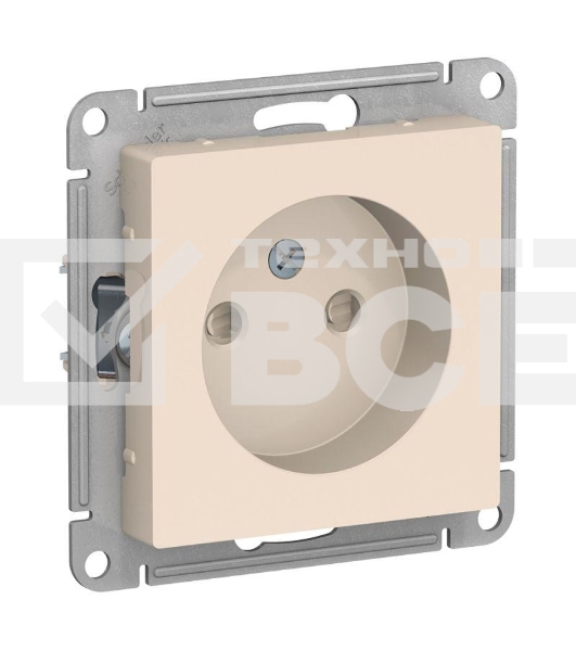 Механизм розетки 1-м СП ATLAS DESIGN без заземл. защ. шторки 16А беж. SchE ATN000249