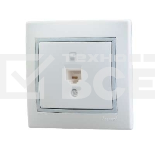 Розетка компьютерная 1-м СП Мира RJ45 бел./сер. Lezard 701-0215-139