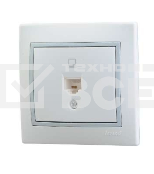 Розетка компьютерная 1-м СП Мира RJ45 бел./сер. Lezard 701-0215-139