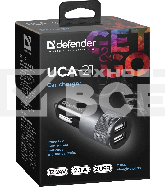 Зарядное устройство для авто Defender UCA-21 5V 2.1A
