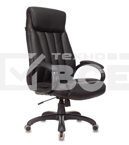 Кресло руководителя Бюрократ T-9922N Leather Venge Black черный, эко.кожа, крестовина пластик