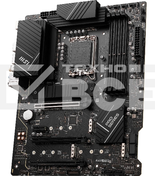 Материнская плата MSI PRO Z790-P WIFI, LGA 1700, Intel Z790, 4xDDR5, 6xSATA, 4xM.2, 1xPCIe 5.0 x16, 1xPCIe 4.0 x16, 1xPCIe 3.0 x16, 1xPCIe x1, 1xHDMI, 1xDP, 1x2.5Gb LAN, 4xUSB-A 2.0, 2xUSB-A 3.2 Gen 1, 1xUSB-A 3.2 Gen 2, 1xUSB-C 3.2 Gen 2x2, 6x3.5мм, 7.1,