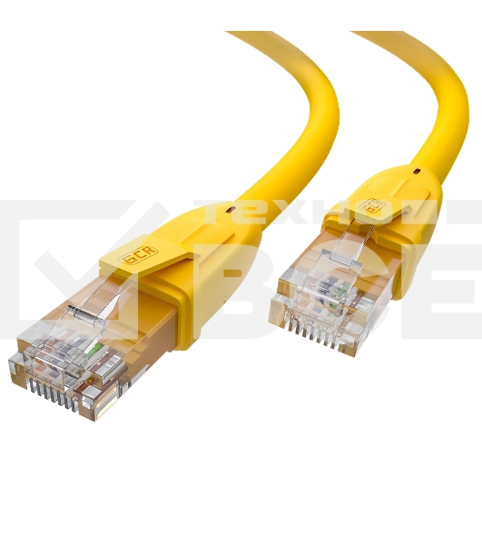 Патч-корд GCR прямой 1.5m UTP кат.6, желтый, 24 AWG, литой, ethernet high speed, RJ45, T568B, GCR-52370