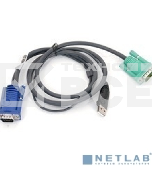 Кабель KVM ATEN 2L-5205U USB(тип А Male)+HDB15(Male) (-) SPHD15(Male) 5,0м., черный.