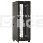 Шкаф серверный Hyperline (TTBR-4261-DD-RAL9004) напольный 42U 600x1000мм пер.дв.перфор. задн.дв.перфор. 2 бок.пан. направл.под закл.гайки 800кг черный 910мм 2055мм IP20 сталь, фото2