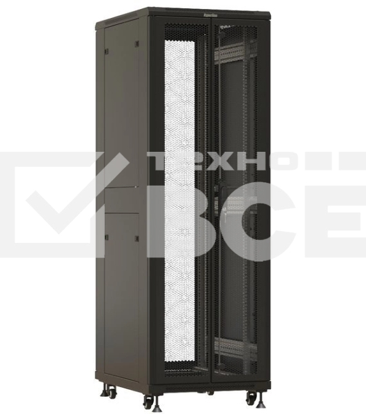 Шкаф серверный Hyperline (TTBR-4261-DD-RAL9004) напольный 42U 600x1000мм пер.дв.перфор. задн.дв.перфор. 2 бок.пан. направл.под закл.гайки 800кг черный 910мм 2055мм IP20 сталь