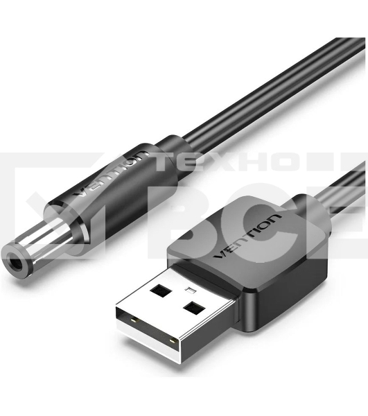 Кабель Vention USB AM/DC-jack 5.5мм M - 1.5м Чёрный