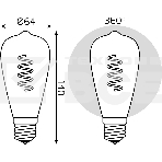 Лампа филам. Gauss Filament ST64 6Вт цок.:E27 эдисон 220B св.свеч.белый теп. (упак.:10шт) (157802006), фото12