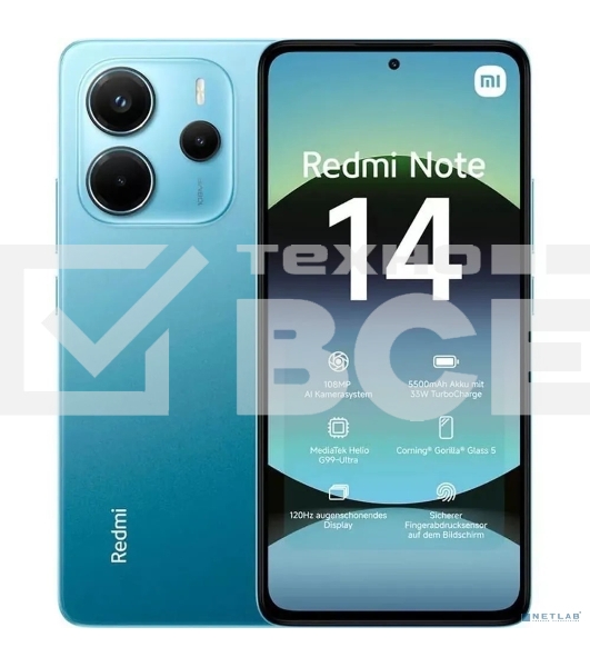 Смартфон Xiaomi Redmi Note 14, 8/256Gb, синий