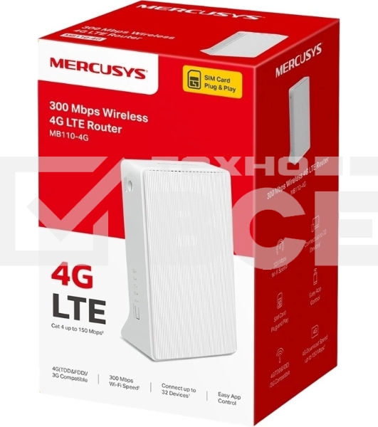 Роутер Wi-Fi Mercusys MB110-4G N300 с поддержкой 4G LTE