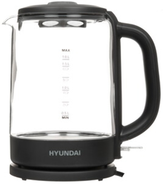 Чайник электрический Hyundai HYK-G4402 1.7 л, 2200 Вт, черный/серебристый корпус: стекло