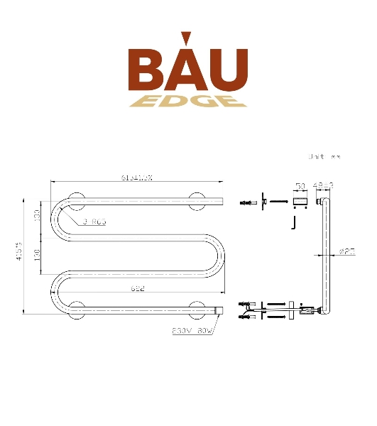 Полотенцесушитель электрический BAU M Black 41,5х61,5, черный матовый