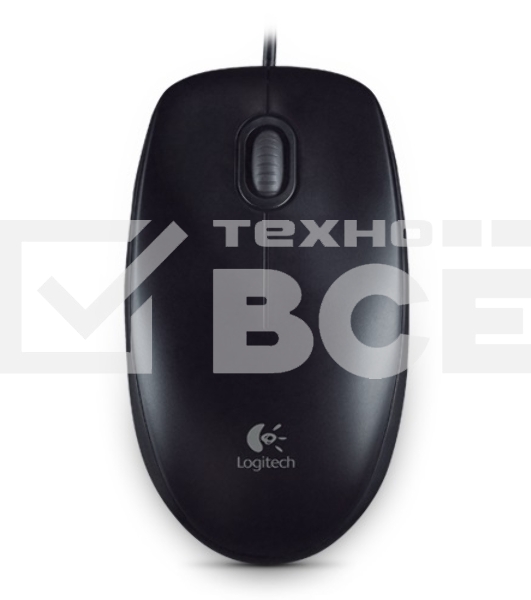 Мышь проводная Logitech B100 черный, 1000 dpi, USB, кнопки - 3