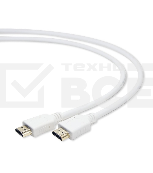 Кабель Cablexpert HDMI CC-HDMI4-W-1M, 19M/19M, v2.0, медь, позол.разъемы, экран, 1м, белый, пакет