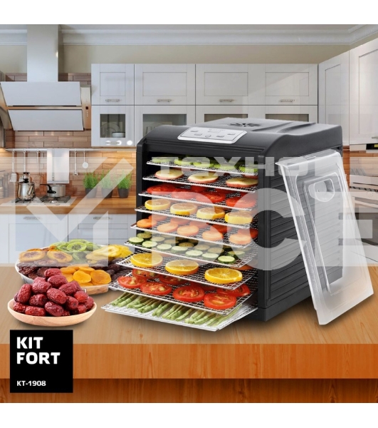 Сушилка для овощей и фруктов Kitfort КТ-1908 9под. 700Вт черный