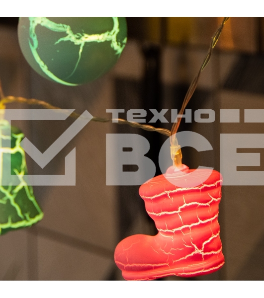 Гирлянда светодиодная «Новый год» 1,5 м, прозрачный ПВХ, 10 LED, теплый белый, питание 2 х АА (батарейки не в комплекте)