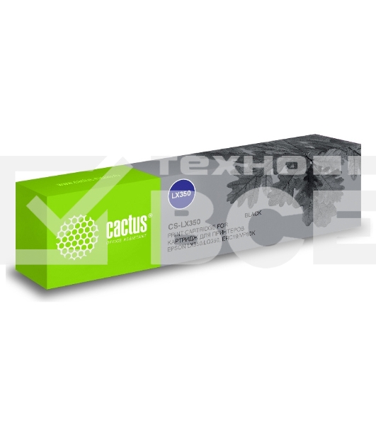 Картридж матричный Cactus CS-LX350 черный (12.7 мм, 10 м, 3500000 знаков) для Epson LX350/LQ350/ERC19/VP80K