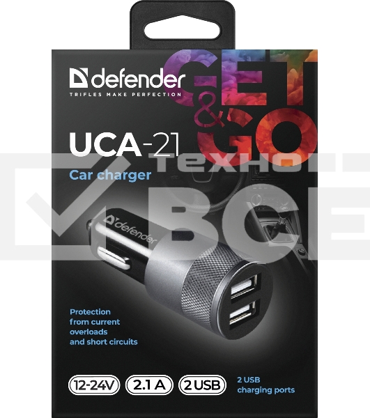 Зарядное устройство для авто Defender UCA-21 5V 2.1A