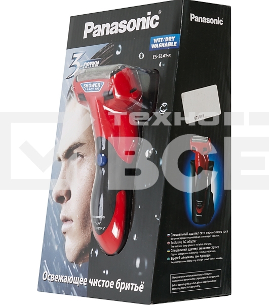 Бритва сетчатая Panasonic ES-SL41R520 реж.эл.:3 питан.:аккум. красный/черный