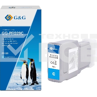 Картридж струйный G&G GG-PFI320C (PFI-320C) голубой (300 мл) для Canon imagePROGRAF TM-200/200MFP/205/300/300MFP/305