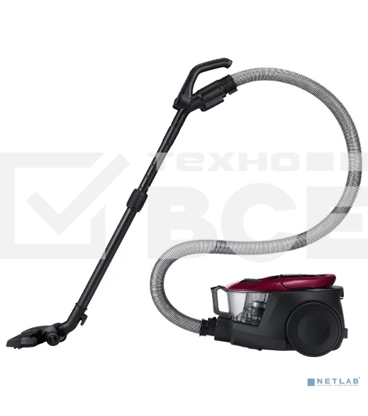 Пылесос Samsung VC18M31A0HP бордовый/черный, 380/1800 Вт, уборка сухая, пылесборник контейнер 2 л