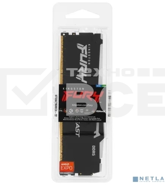 Оперативная память Kingston Fury Beast, DDR5, 32GB (1x32GB), 5600MHz, CL36, DIMM, радиатор, RGB, чёрный