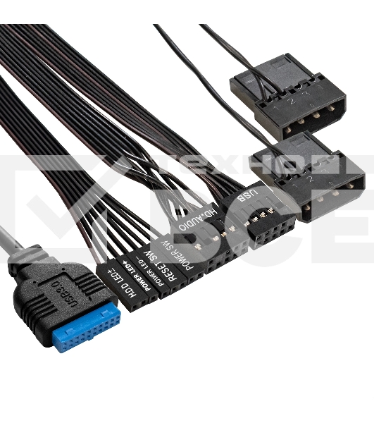 Компьютерный корпус Minitower ExeGate mEVO-7803-XP500 (mATX, БП XP500 с вент. 12см, 2*USB+1*USB3.0, HD аудио, черный, 2 вент. 12см с RGB подсветкой)