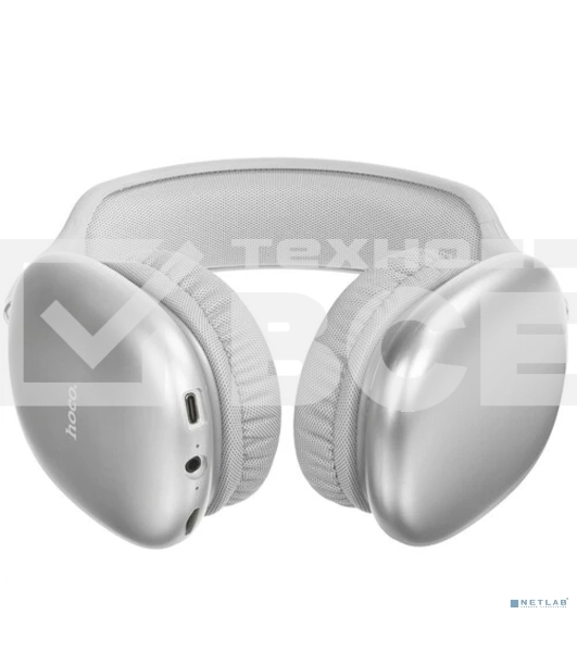 Беспроводные/проводные наушники Hoco W35 Air серебро, полноразмерные, Bluetooth + проводной, слот для MicroSD, до 45 ч.