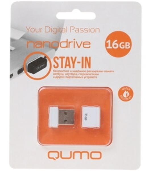 Флешка USB QUMO 16Gb, NANO QM16GUD-NANO-W белый