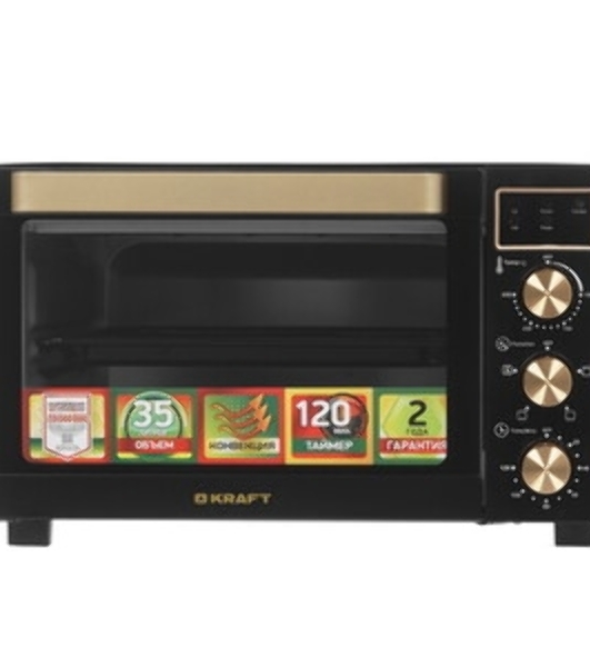 Мини-печь Kraft KF-MO 3506 KGLB (черный/золото) с дисплеем