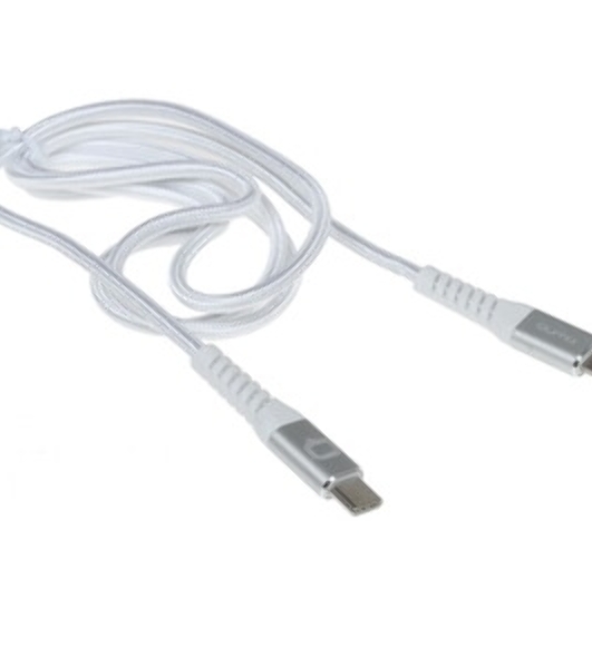 Кабель QUMO, MFI С94, Type-C на MFI Apple 8 pin, силиконовый, 1м, 2,22A, 9V, 20W, PD (белый)