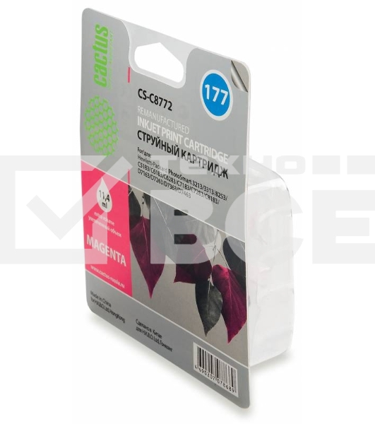Картридж струйный Cactus CS-C8772 №177 пурпурный (11,4 ml) для HP PS 3213/3313/8253/C5183/C6183/C6283/C7183/C7283/C8183/D7163/D7263/D7363/D7463