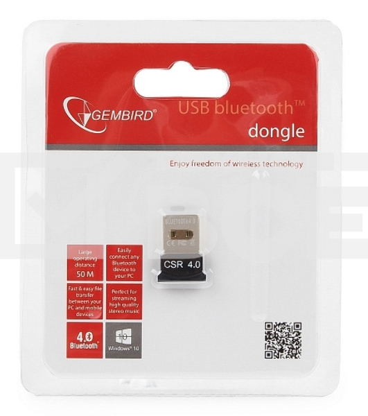 Адаптер Bluetooth Gembird, BTD-MINI5, ультратонкий корпус, v.4.0, 50 метров, до 24 Мбит/сек, USB