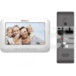 Комплект аналогового видеодомофона HiWatch DS-D100K Антивандальная вызывная панель с камерой разрешением 720 х 576 и ИК-подсветкой до 2м + 7