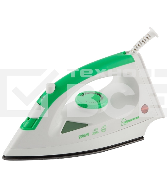 Утюг HOMESTAR HS-4001 бело-зеленый (2000Вт, пар, тефлоновая подошва)