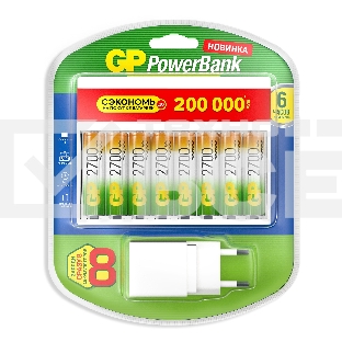 Аккумулятор + зарядное устройство GP PowerBank 270AAHC/CPBXL-2CR8 AA NiMH 2700mAh (8шт) блистер