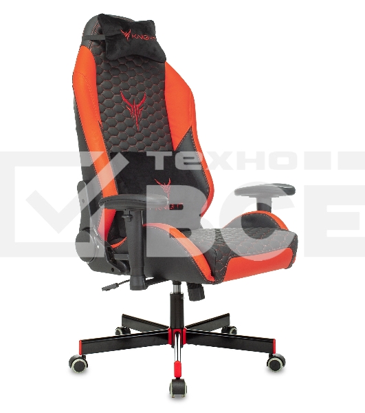 Кресло игровое Knight Neon черный/красный соты эко.кожа с подголов. крестовина металл