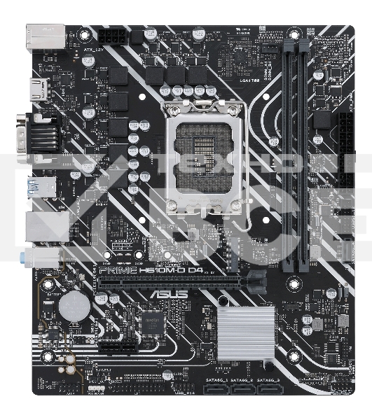 Материнская плата ASUS PRIME H610M-D D4, LGA 1700, Intel H610, 2xDDR4, 4xSATA, 1xM.2, 1xPCIe 4.0 x16, 1xPCI, 1xHDMI, 1xVGA, 1x 1Gb LAN, 2xUSB-A 2.0, 2xUSB-A 3.2 Gen 1, 3x3.5 мм, 7.1, mATX