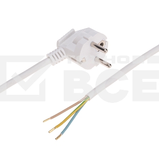 Шнур электрический с вилкой Rexant ПВС 3х1,0 мм², 2м белый