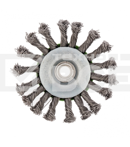 Щетка для УШМ Сибртех 115 мм, М14, Тарелка, крученая проволока 0,5 мм