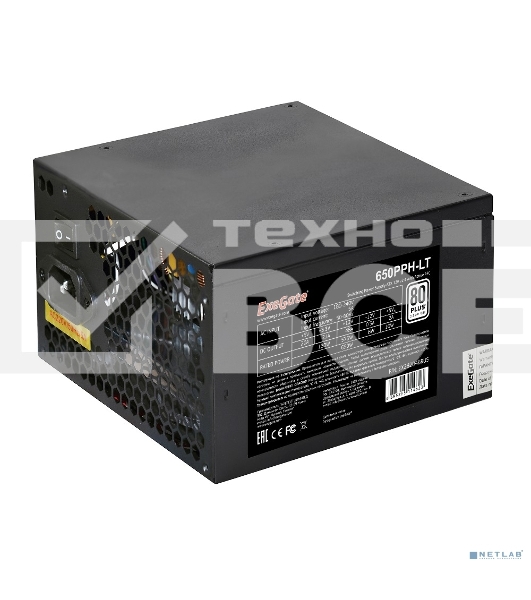 Блок питания ExeGate 650PPH-LT RTL (EX282046RUS), 650Вт, 80 PLUS, 120мм, черный