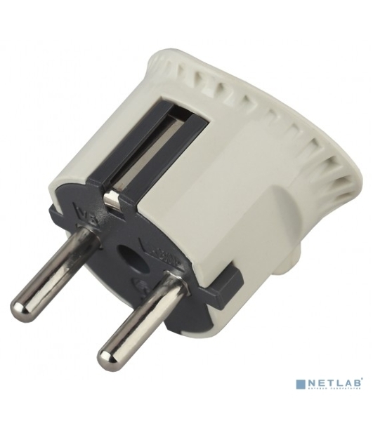 Вилка плоская V5 16А с заземл. прямой ввод (10/200/7000) бел. ЭРА Б0019192