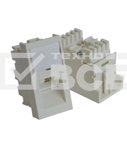 Вставка RJ-45 UTP Cat.5E, 22.5x45 мм угловая, с маркировкой, белая