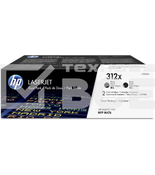 Картридж лазерный двойная упаковка Hewlett-Packard HP 312A CF380XD черный для LaserJet Pro M476dn, M476dw, M476nw 4400 стр.