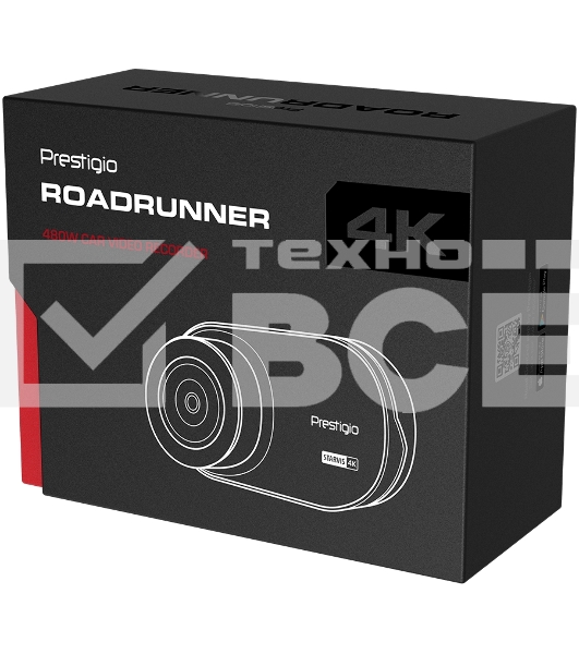 Видеорегистратор Prestigio RoadRunner 480W, 3.0'' IPS (854x480) touch screen display, UHD 4K 3840x2160@30fps, Mstar SSC8629Q, 8 MP CMOS Sony Starvis IMX415 image sensor, 8 MP camera, 140° Viewing Angle, Wi-Fi, USB Type-C, Supercapacitor, Night Vision, Motion Detection, G-sensor, Cyclic Recording, color/черный, front part/glass, back part/plastic