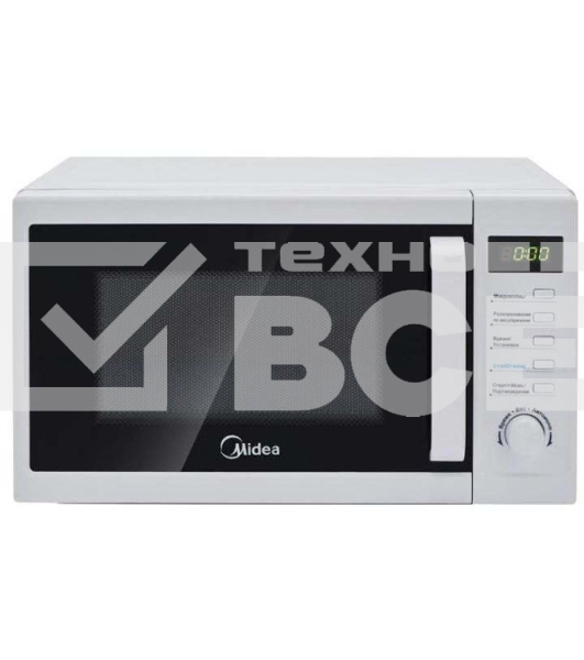 Микроволновая печь Midea AM820CUK-W белый, 20 л, 800 Вт, переключатели - поворотный механизм/кнопки