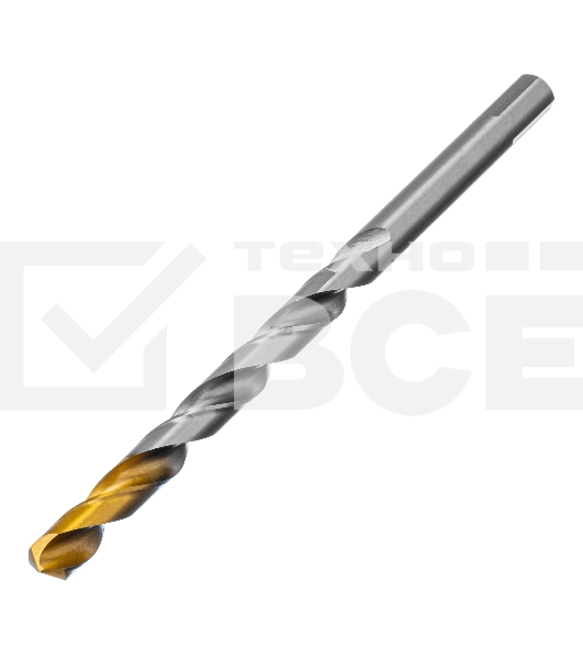 Сверло спиральное по металлу 12 x 205 мм, Р6М5, Golden Tip, удлиненное Denzel