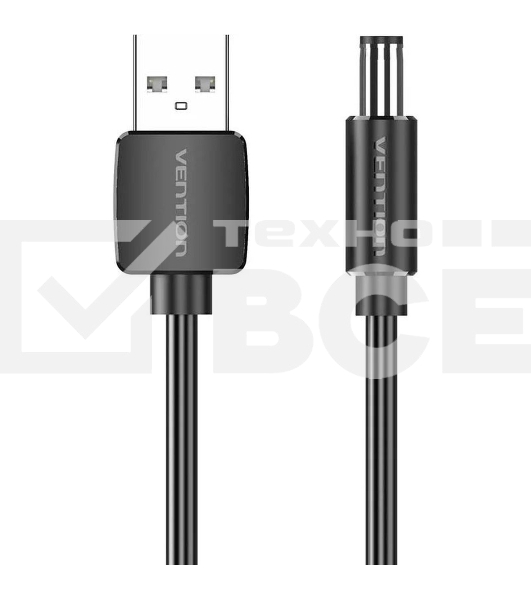 Кабель Vention USB AM/DC-jack 5.5мм M - 1.5м Чёрный